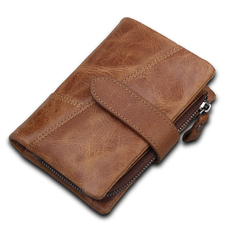 Herre Blocking Secure Wallet Leather Short Trifold Wallet Med Avtakbar Myntveske