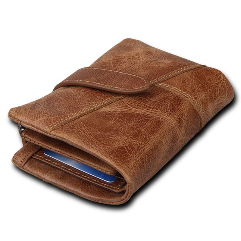 Herre Blocking Secure Wallet Leather Short Trifold Wallet Med Avtakbar Myntveske