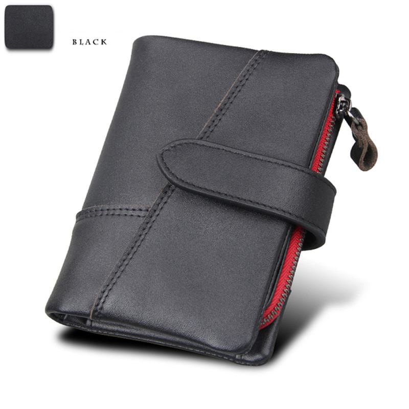 Herre Blocking Secure Wallet Leather Short Trifold Wallet Med Avtakbar Myntveske