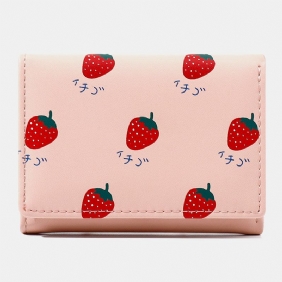 Kvinner 7 Kortspor Trifold Fruit Med Trykk Wallet