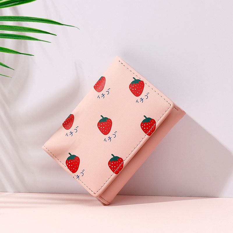 Kvinner 7 Kortspor Trifold Fruit Med Trykk Wallet