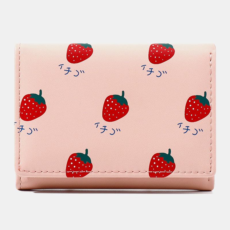 Kvinner 7 Kortspor Trifold Fruit Med Trykk Wallet