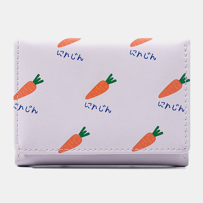 Kvinner 7 Kortspor Trifold Fruit Med Trykk Wallet