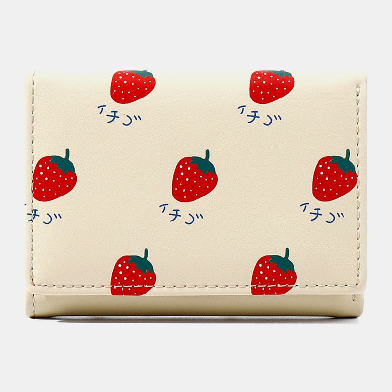 Kvinner 7 Kortspor Trifold Fruit Med Trykk Wallet