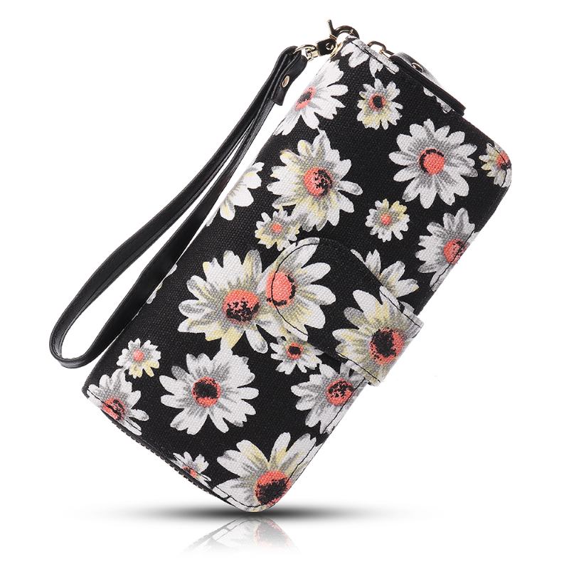 Kvinner Canvas Bohemian Long Wallet Muti-slot