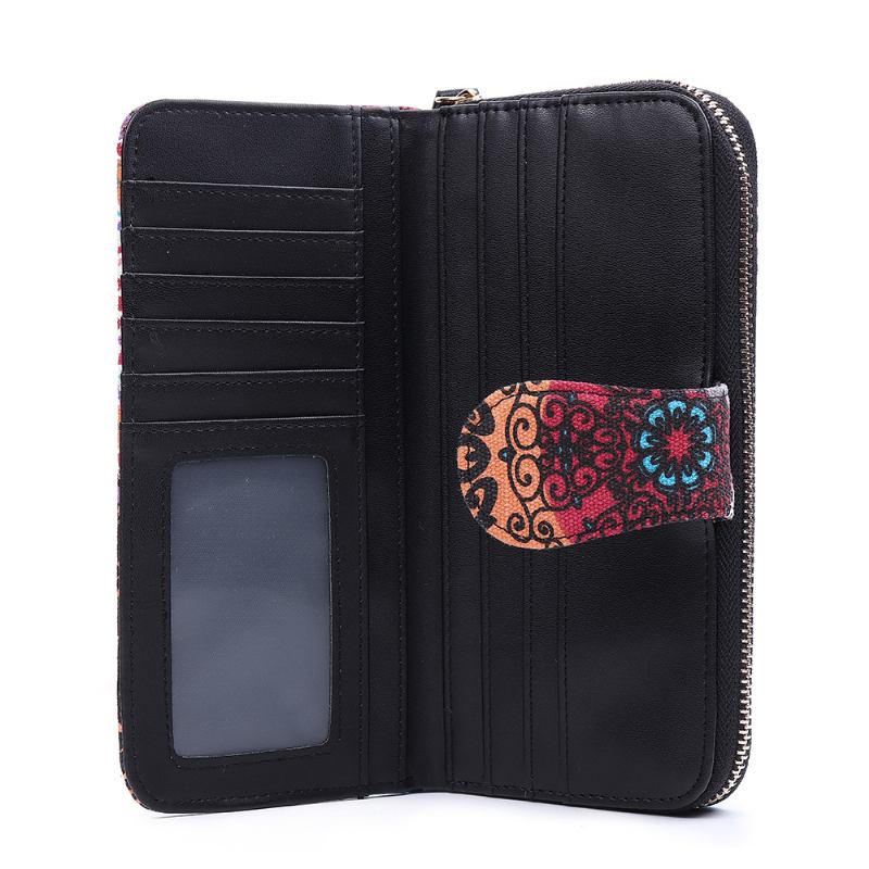 Kvinner Canvas Bohemian Long Wallet Muti-slot