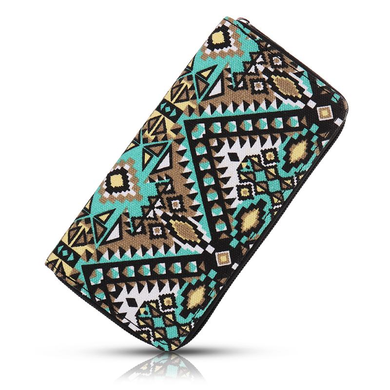 Kvinner Canvas Bohemian Long Wallet National Phone Purse