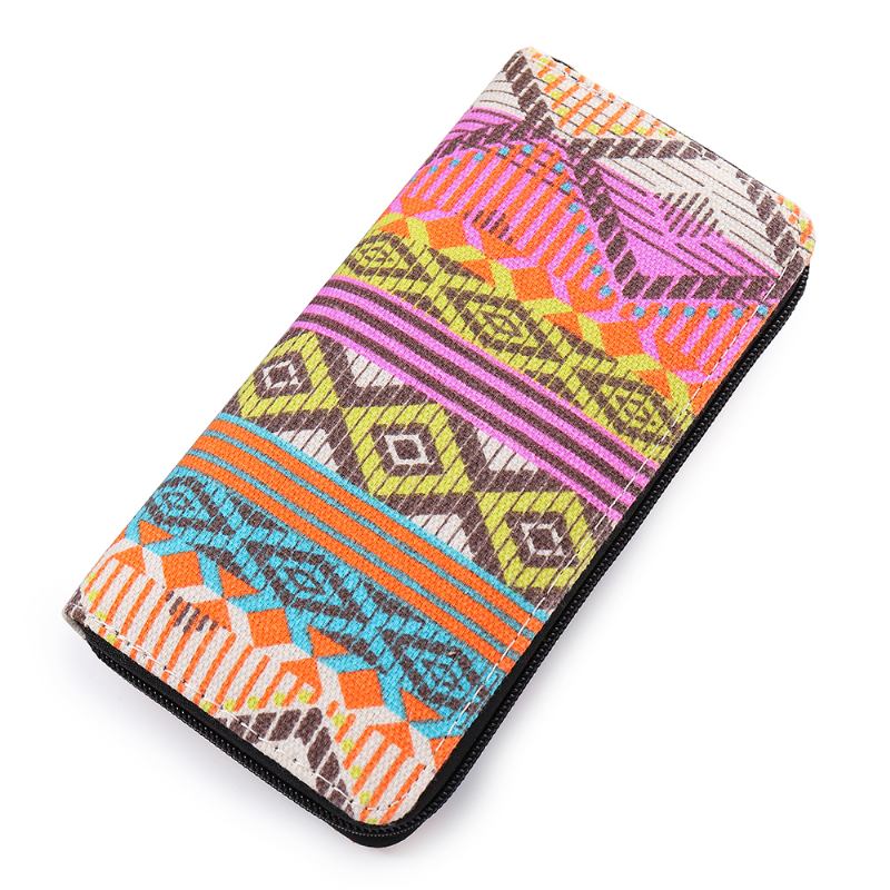 Kvinner Canvas Bohemian Long Wallet National Phone Purse