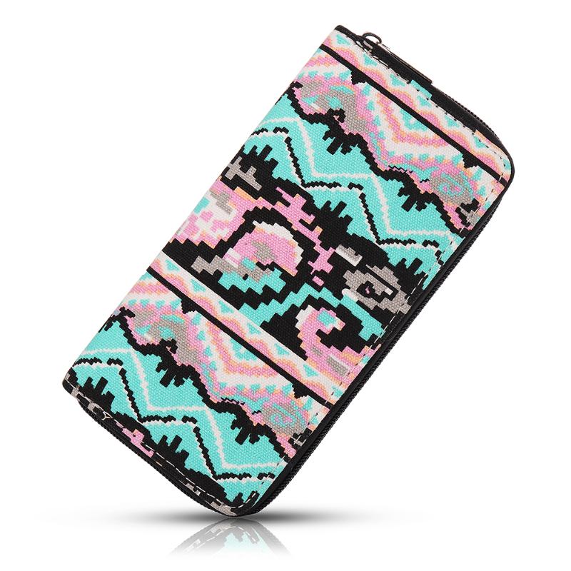 Kvinner Canvas Bohemian Long Wallet National Phone Purse