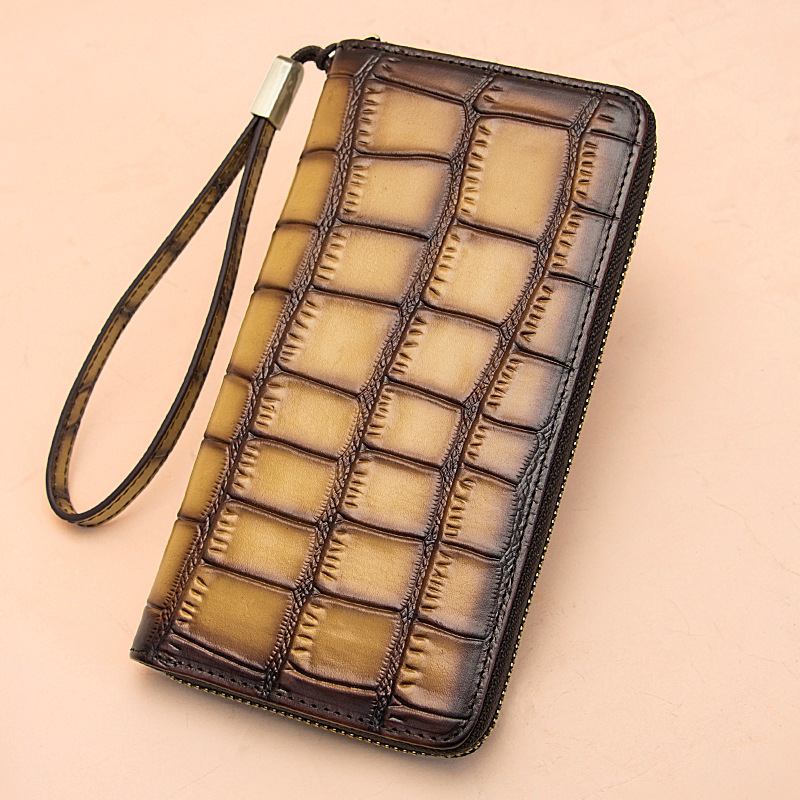 Kvinner Ekte Skinn Alligator Mønster Retro Myk Skinnveske Multi-slot Kortholder Lommebok Clutch Veske