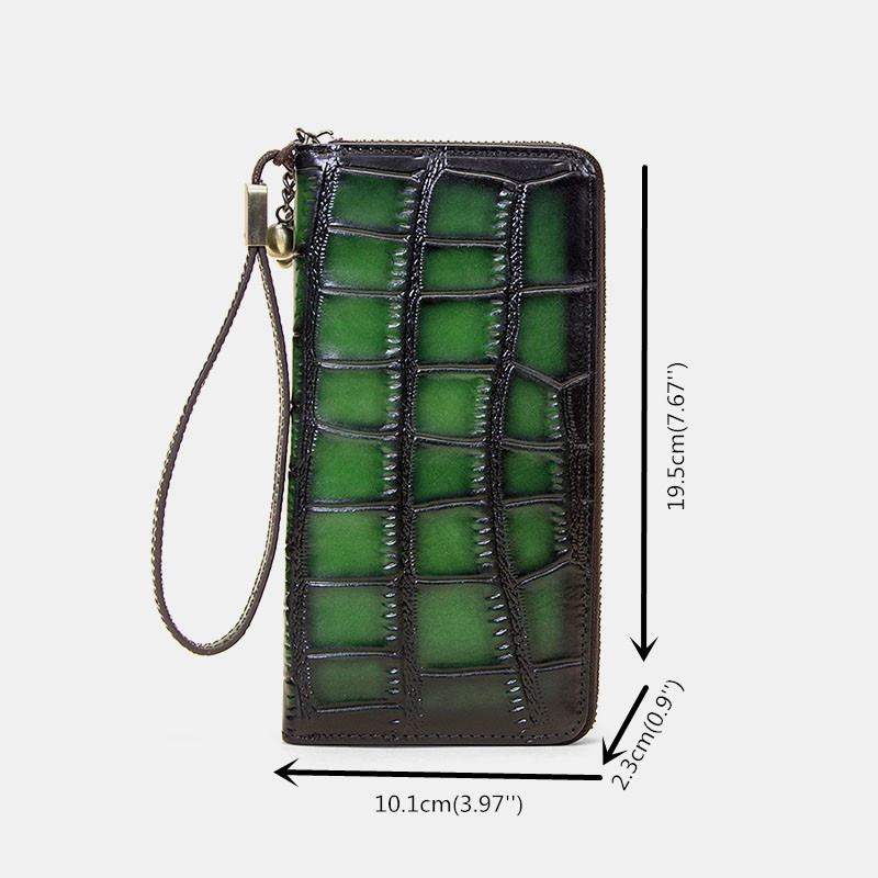 Kvinner Ekte Skinn Alligator Mønster Retro Myk Skinnveske Multi-slot Kortholder Lommebok Clutch Veske