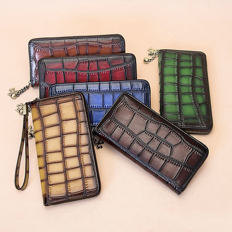 Kvinner Ekte Skinn Alligator Mønster Retro Myk Skinnveske Multi-slot Kortholder Lommebok Clutch Veske