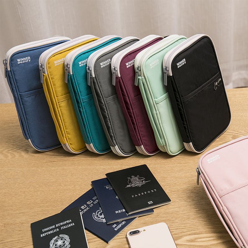 Kvinner Multi-function Anti-theft Passport Holder Polyester 9 Kortspor Lommebok