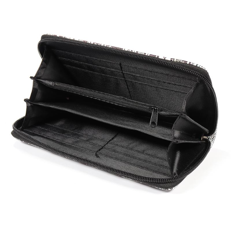 Kvinner National Faux Leather Long Wallet Med Trykk Telefonvesken