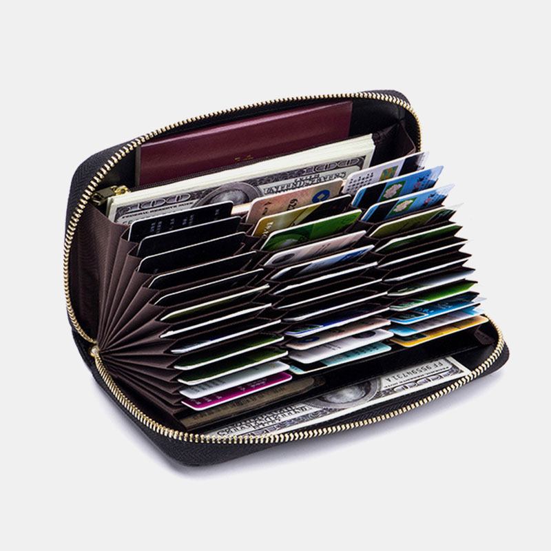 Kvinner Orgeldesign I Ekte Skinn Multi-card Slot Clutch Veske Lang Lommebok