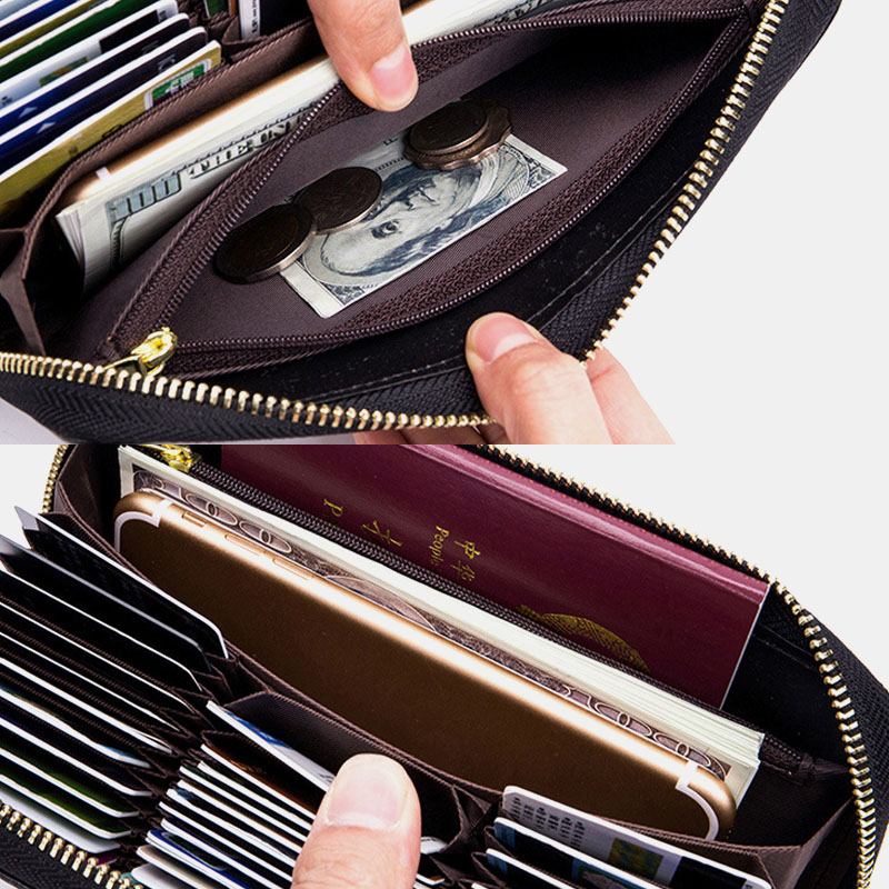 Kvinner Orgeldesign I Ekte Skinn Multi-card Slot Clutch Veske Lang Lommebok