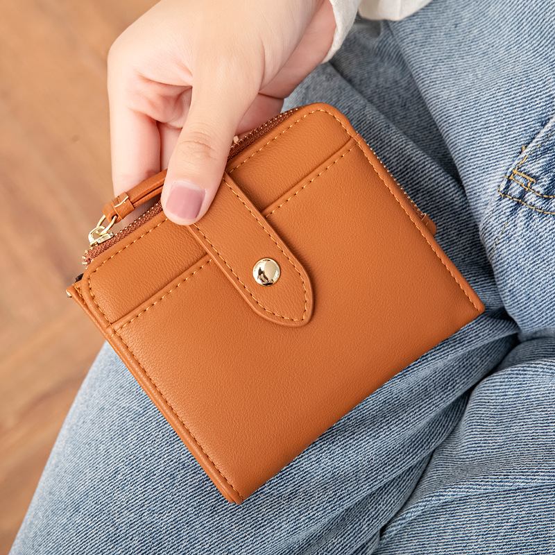 Kvinner Pu-skinn Bifold Hasp Multi-card Slot Retro Kort Kortholder Clutch Lommebøker Med Håndleddsstropp