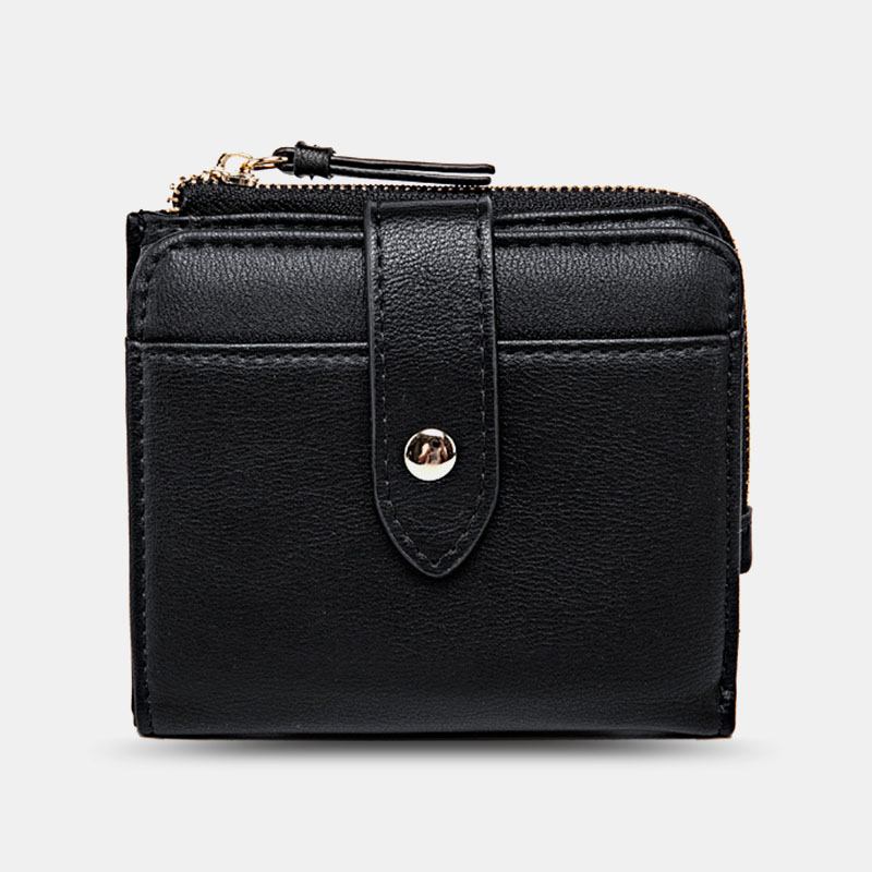 Kvinner Pu-skinn Bifold Hasp Multi-card Slot Retro Kort Kortholder Clutch Lommebøker Med Håndleddsstropp