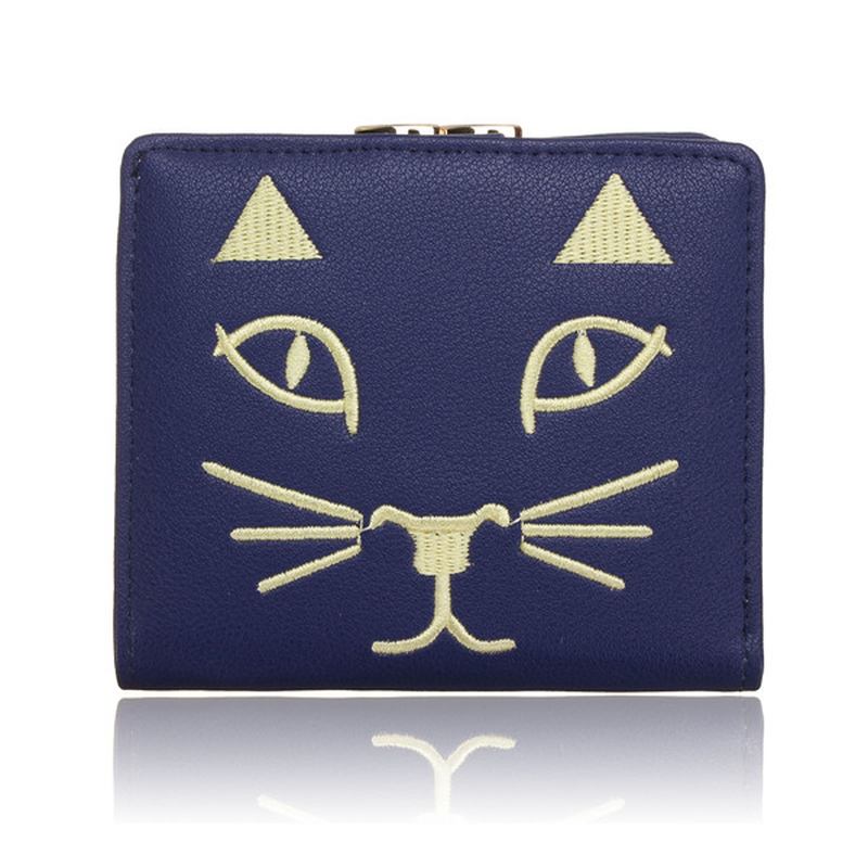 Kvinner Søt Katt Kort Lommebok Dame Lovely Animal Hasp Purse Kortholder Myntposer