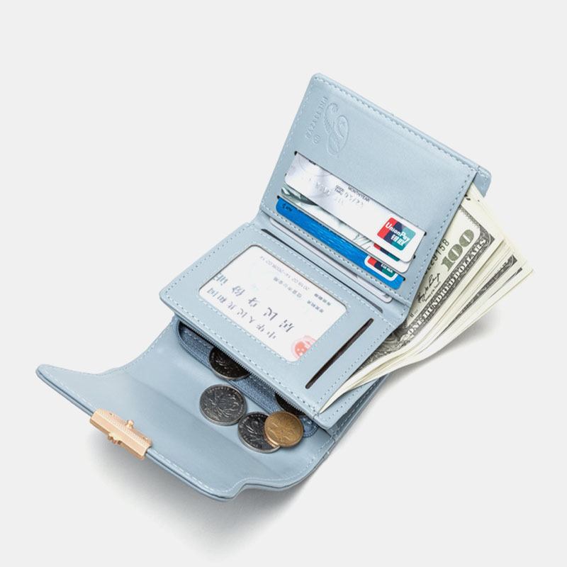 Kvinner Trifold Kort Lommebok Leaf Line Design Enkel Sammenleggbar Pengeklemme Multi-card Slot Card Holder