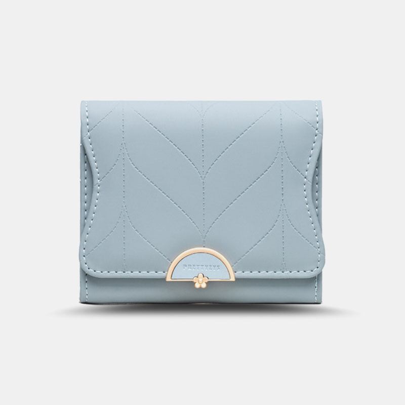 Kvinner Trifold Kort Lommebok Leaf Line Design Enkel Sammenleggbar Pengeklemme Multi-card Slot Card Holder