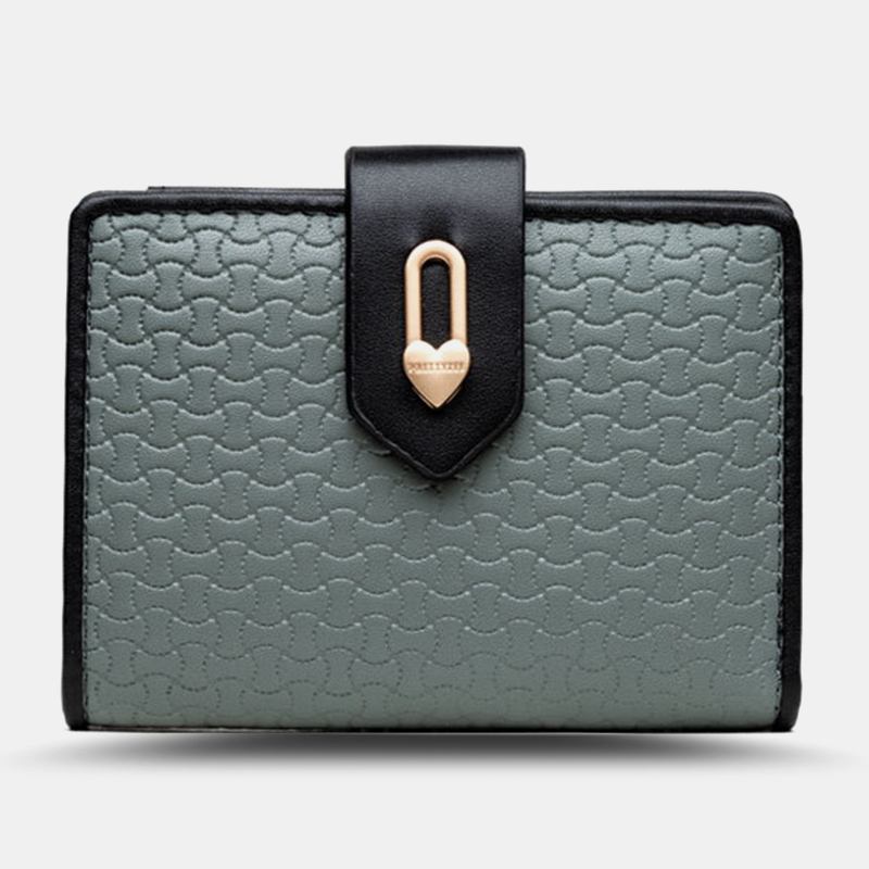 Kvinner Wave Texture Pu Lær Glidelås Hasp Bifold Lommebok Multi-card Slots Kortholder Kort Myntpung