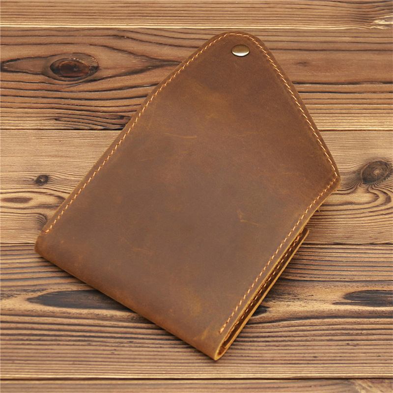 Menn Crazy Horse Leather Hasp Wallets Retro Id-kort Førerkortholder Pengeklemme