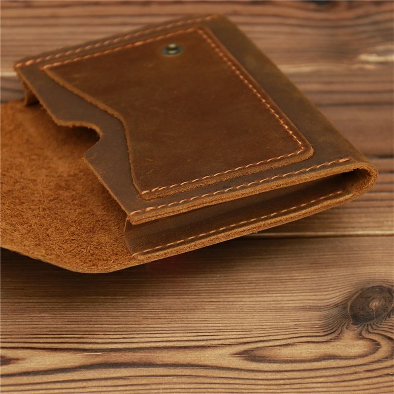 Menn Crazy Horse Leather Hasp Wallets Retro Id-kort Førerkortholder Pengeklemme