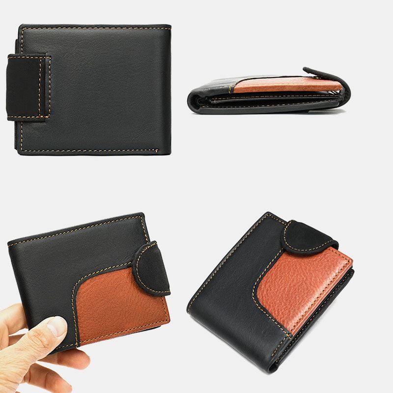 Menn Ekte Skinn Bifold Anti-tyveri Multi-card Slot Retro Fritids Kortholder Mynt Lommebok