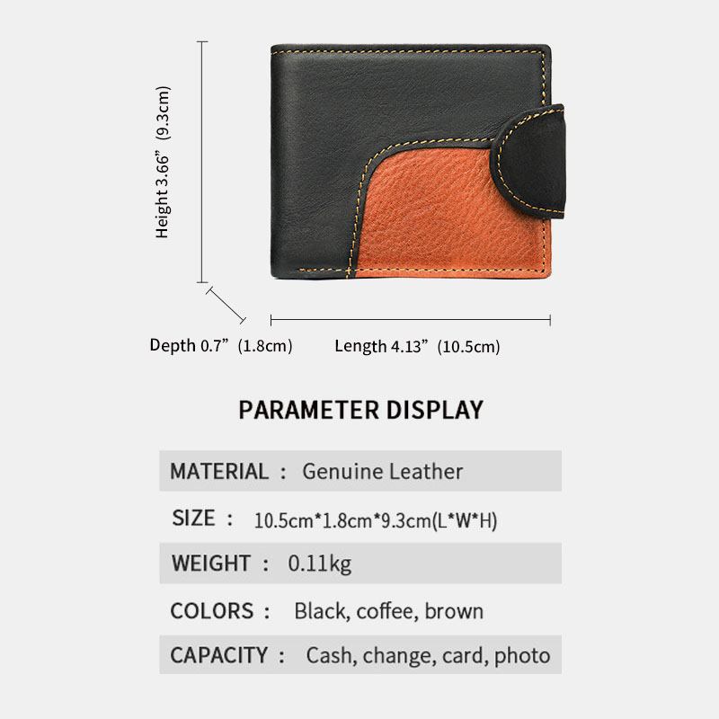 Menn Ekte Skinn Bifold Anti-tyveri Multi-card Slot Retro Fritids Kortholder Mynt Lommebok