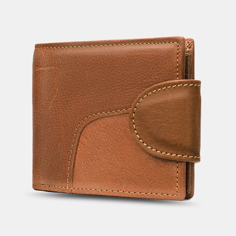 Menn Ekte Skinn Bifold Anti-tyveri Multi-card Slot Retro Fritids Kortholder Mynt Lommebok