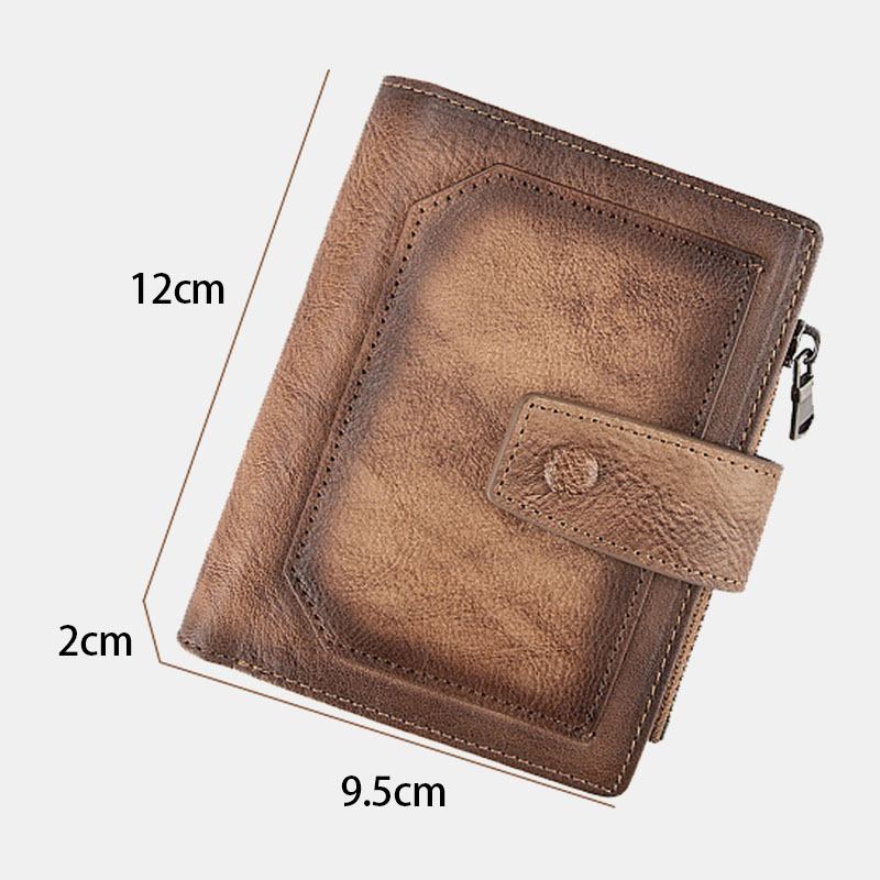 Menn Ekte Skinn Håndgnidd Farge Kort Bifold Stor Kapasitet Pengeklemme Retro Multi-card Slot Card Case Førerkort Lommebok