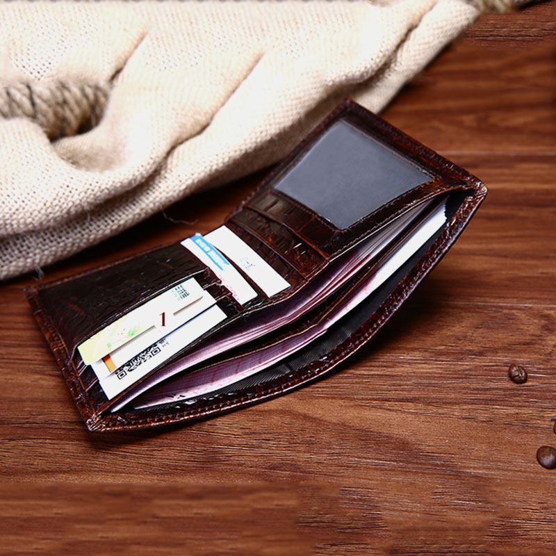 Menn Ekte Skinn Krokodille Business Money Clip Card Case Lommebok