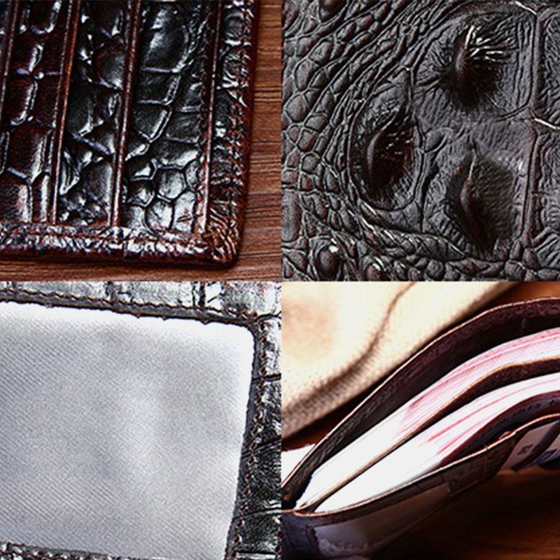 Menn Ekte Skinn Krokodille Business Money Clip Card Case Lommebok