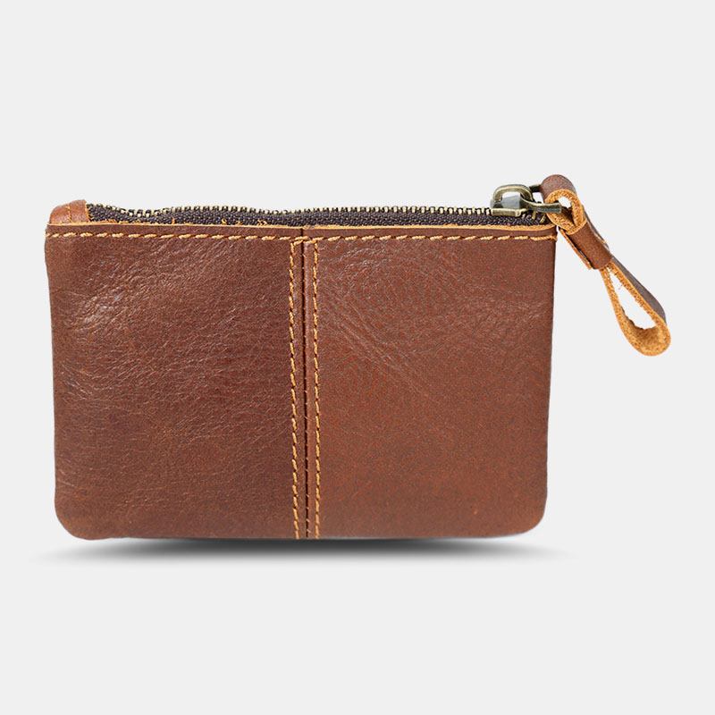 Menn Ekte Skinn Retro Mini Mynt Lommebok Kort Glidelås Lommebok Clutch Lommebøker Kort Etui