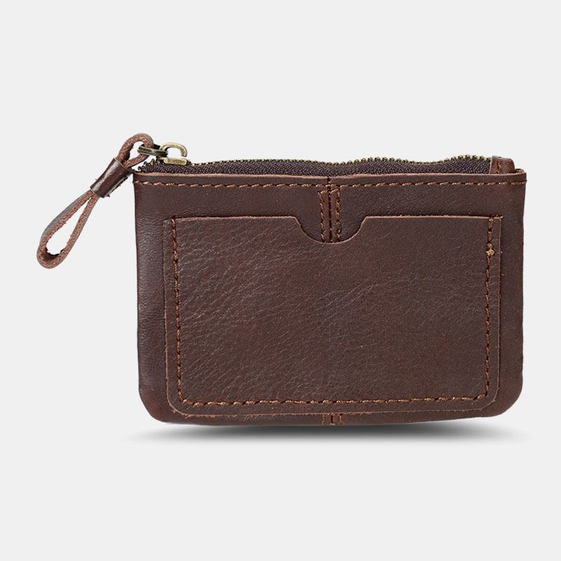 Menn Ekte Skinn Retro Mini Mynt Lommebok Kort Glidelås Lommebok Clutch Lommebøker Kort Etui