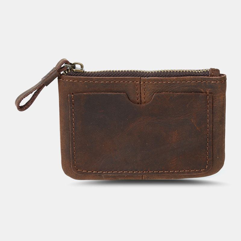 Menn Ekte Skinn Retro Mini Mynt Lommebok Kort Glidelås Lommebok Clutch Lommebøker Kort Etui