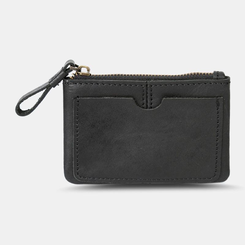 Menn Ekte Skinn Retro Mini Mynt Lommebok Kort Glidelås Lommebok Clutch Lommebøker Kort Etui