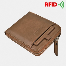 Menn Faux Leather Anti-theft Retro Glidelås Kortholder Lommebok