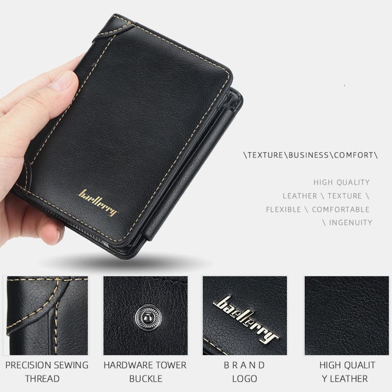 Menn Faux Leather Causal Business Zipper Coin Lommebok