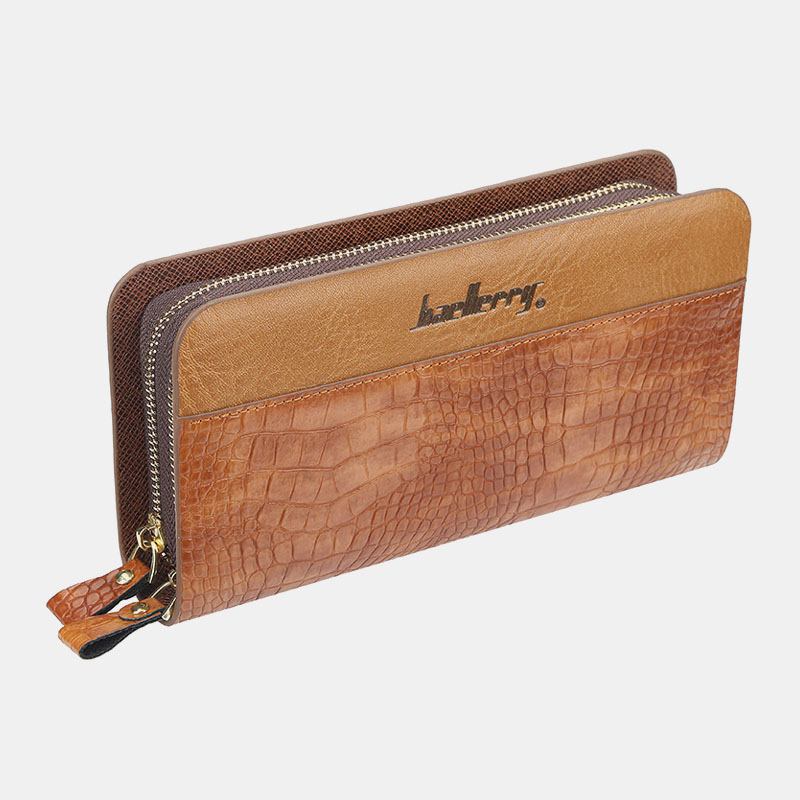 Menn Faux Leather Lang Glidelås Telefon Veske Lommebok Clutches Veske For Business