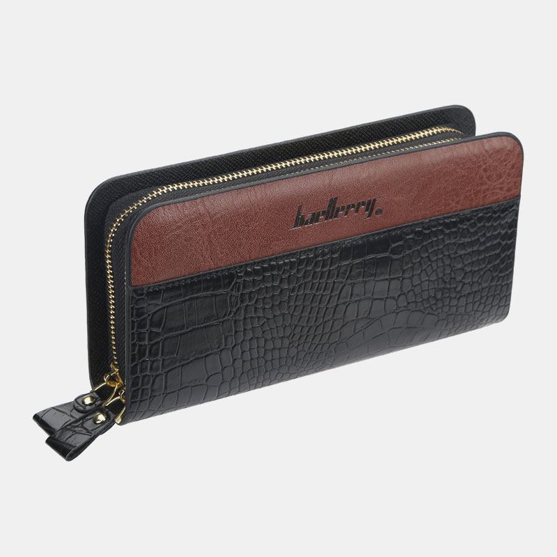 Menn Faux Leather Lang Glidelås Telefon Veske Lommebok Clutches Veske For Business