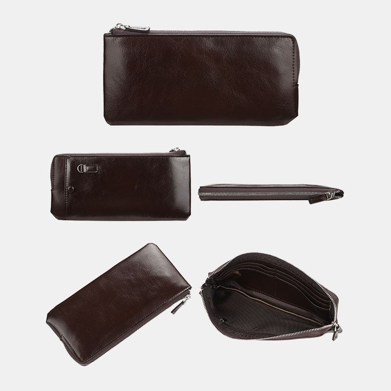 Menn Faux Leather Long Phone Veske Glidelås Lommebok Kortholder Clutches Bag