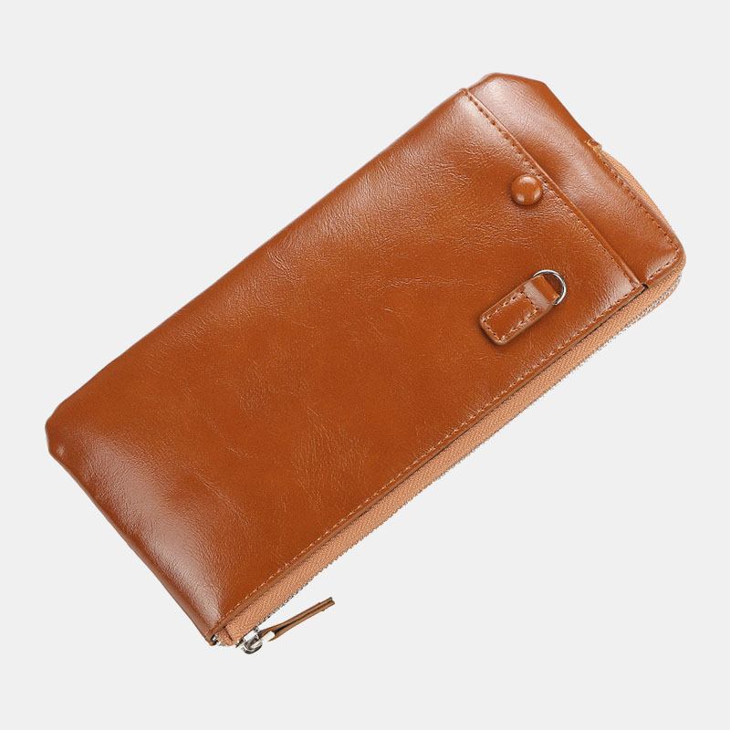 Menn Faux Leather Long Phone Veske Glidelås Lommebok Kortholder Clutches Bag