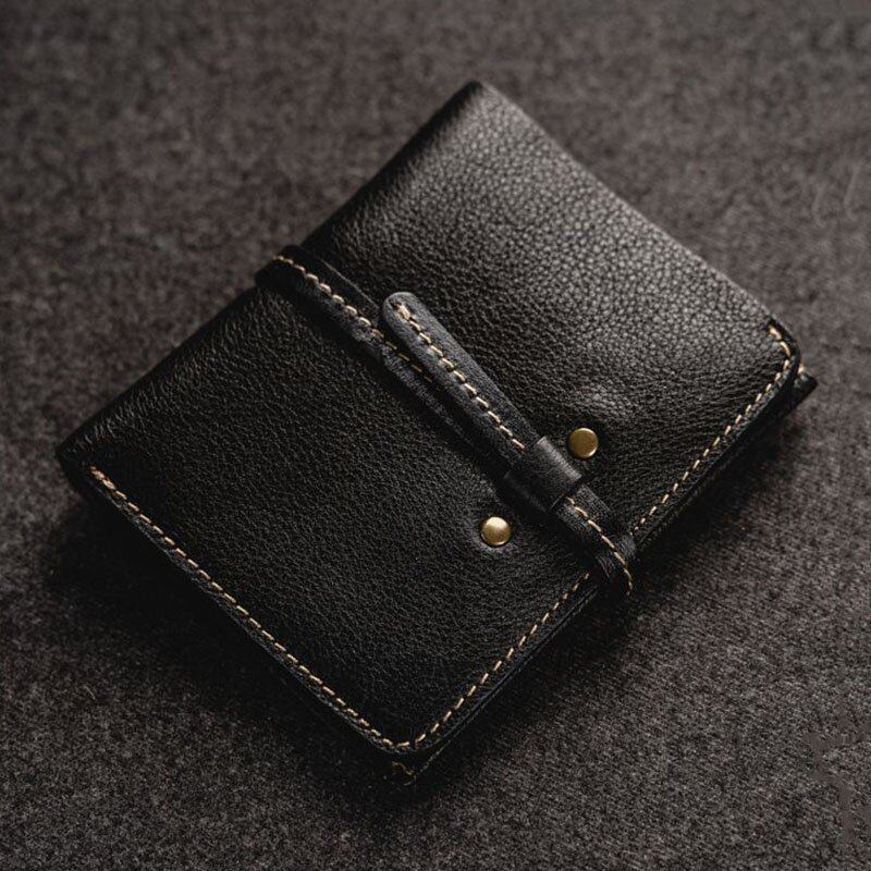 Menn Førstelags Kuskinn Multi-card Slot Card Case Retro Bifold Kort Myk Lær Mynt Lommebok