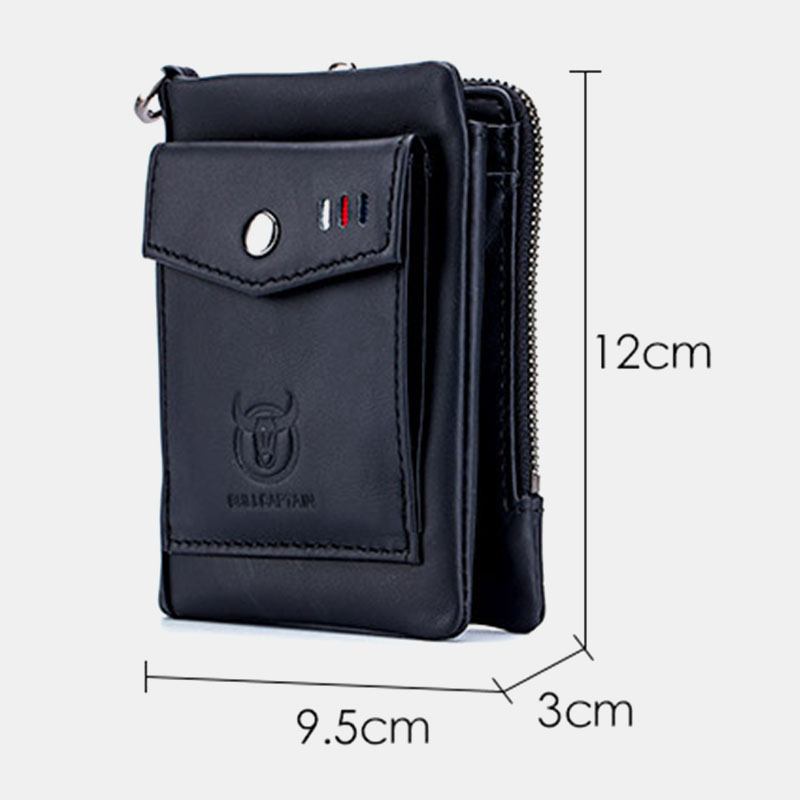 Menn Genuine Leather Business Retro Solid Color Multi-slot Leather Card Holder Lommebok