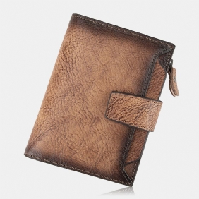 Menn Hand Rubbed Farge Bifold Kuskinn Lommebok Retro Kort Multi-card Slot Card Case Mynt Veske