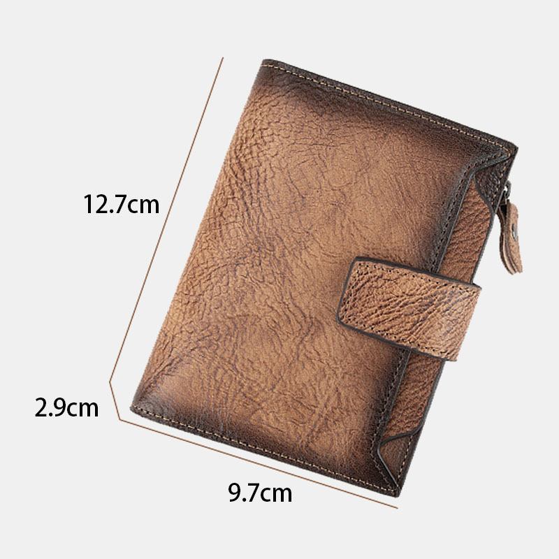 Menn Hand Rubbed Farge Bifold Kuskinn Lommebok Retro Kort Multi-card Slot Card Case Mynt Veske