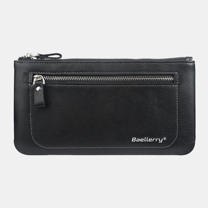 Menn Kunstskinn Business Multifunksjon Multi-slot 6.3 Tommers Telefonveske Lang Lommebok Clutch Lommebok