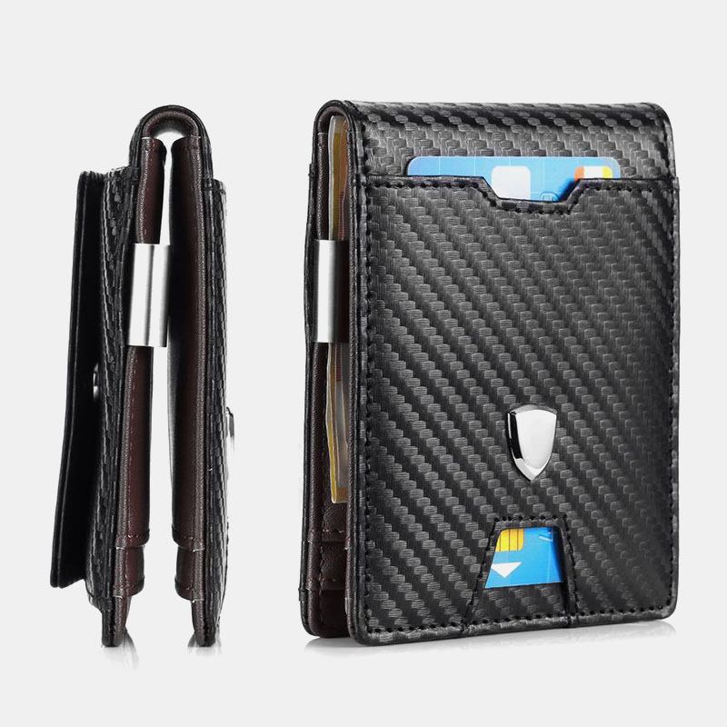 Menn Kunstskinn Retro Business Anti-theft Multi-slot Kortholder Lommebok Pengeklips